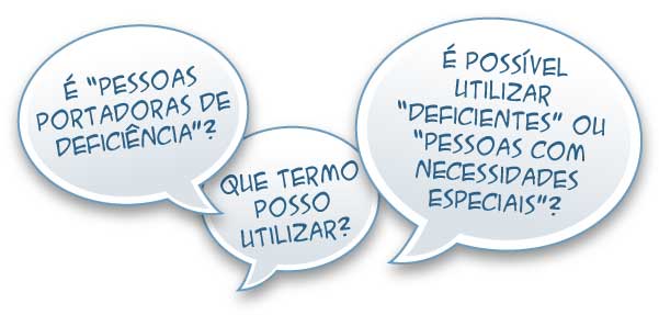 E 'pessoas portadoras de deficiência'? Que termo posso utilizar? É possível utilizar 'deficientes' ou 'pessoas com necessidades especiais'?